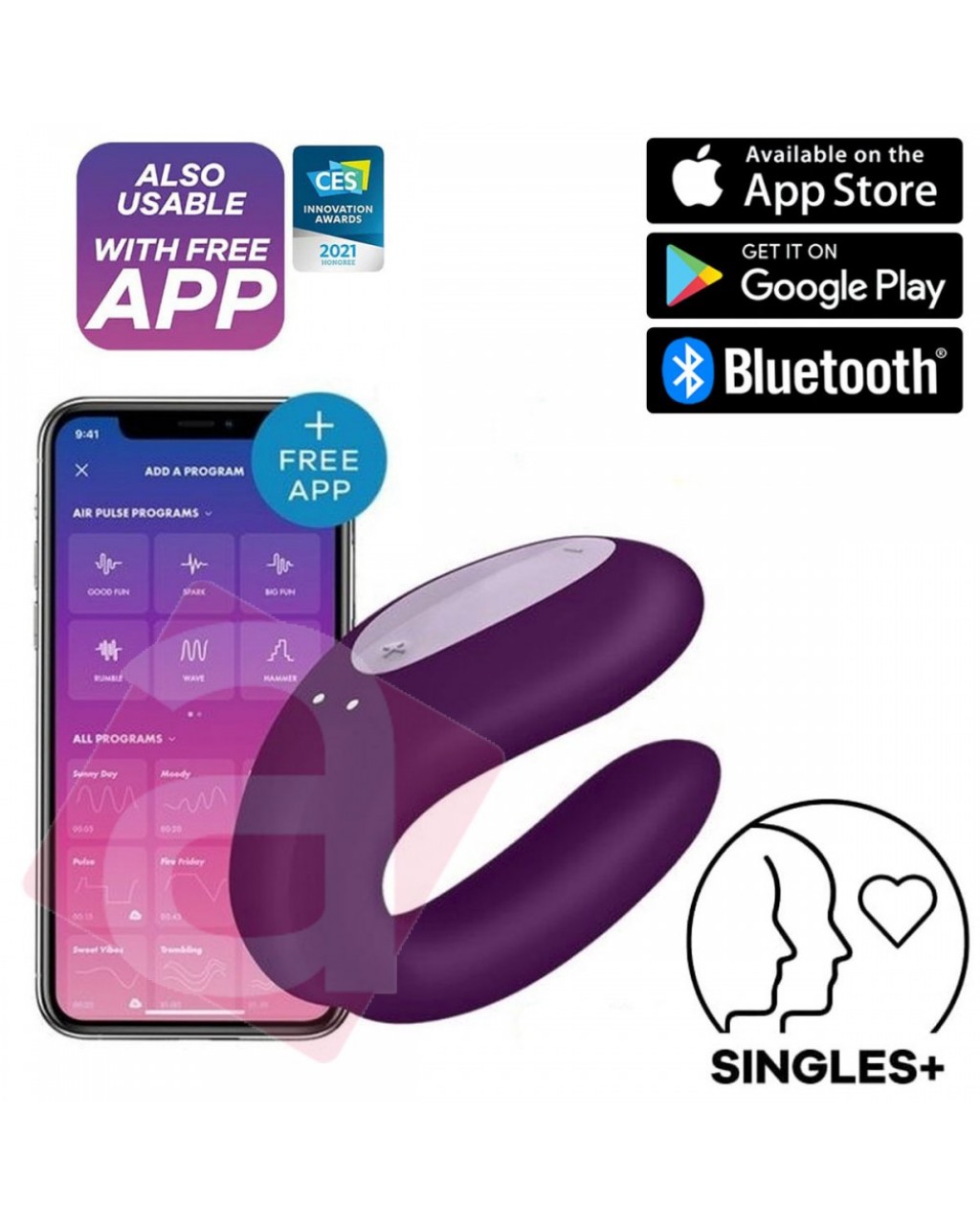 Telefon veya Manuel Uzak Kontrollü Satisfyer Double Whale Orgazm Vibratörü