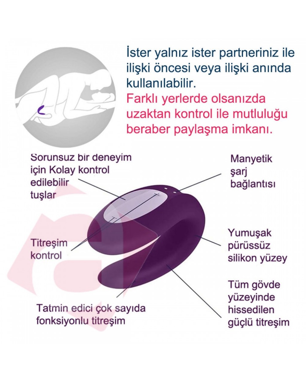 Telefon veya Manuel Uzak Kontrollü Satisfyer Double Whale Orgazm Vibratörü