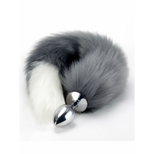 Anal Plug Tilki Kuyruğu Gri Beyaz