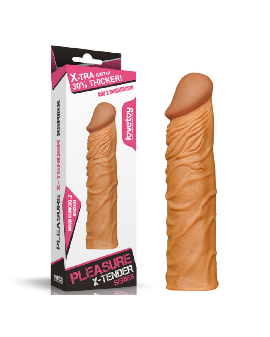 Censan Add 2" Pleasure X Tender Penis Sleeve Brown