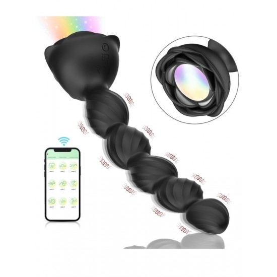 Censan Telefon Kontrollü Haley Rose Pulled Beads Anal Plug – Siyah