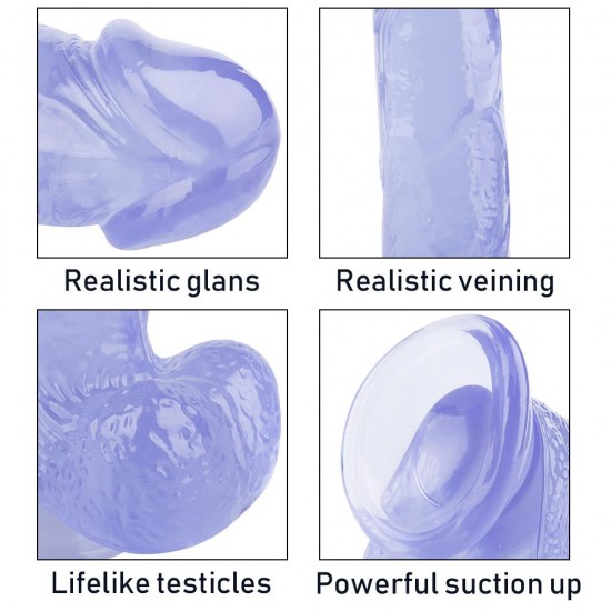 20CM Gerçekçi Mor Dildo Penis